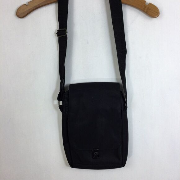 Samsonite Nylon Canvas Crossbody Sling Bag Black Pockets Zippers Travel - Picture 2 of 11